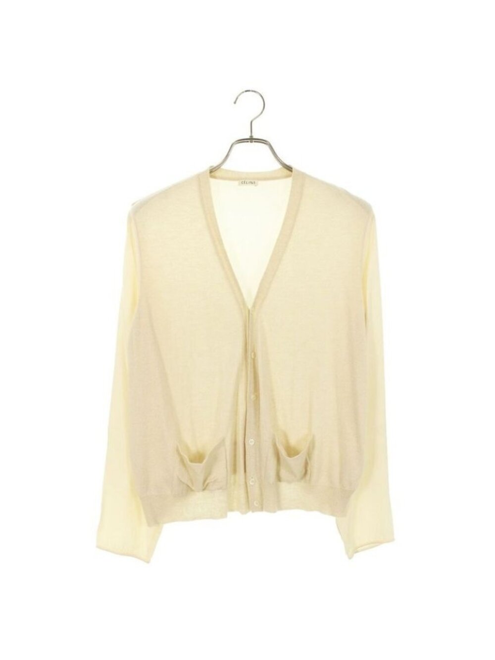 Celine 2 5 O99 2660 Silk Switched Cashmere Cotton Knit Cardigan